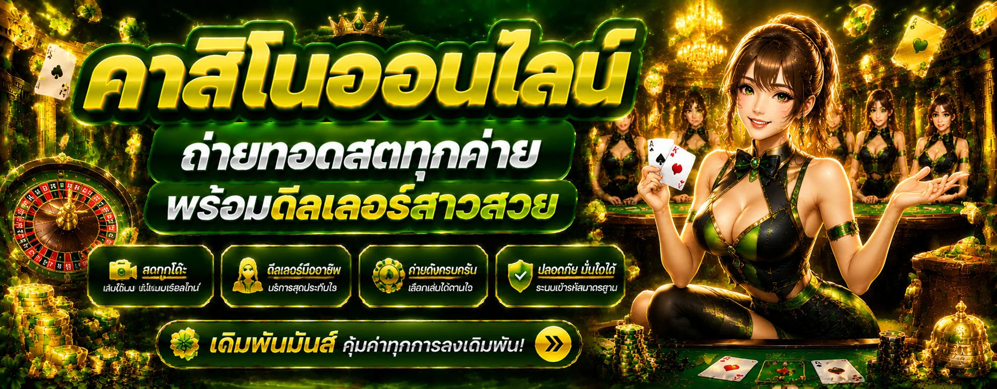 โต๊ะบาคาร่าคาสิโนสด WILD168 ดีลเลอร์สตรีมสดจากสตูดิโอจริง